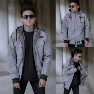 Jaket semi parka tebal rebel id waterproof taslan dalam flecce jacket anti air logo bordir best seller