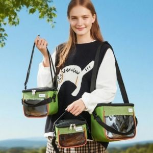 NHIH Breathable Hamster Travel Carrier Clear Window S/M/L Small Pet Carrier Multi-Purpose Portable Hamster Carry Bag Outdoor Use