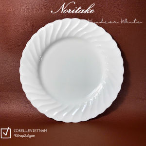 NORITAKE - Windsor White - 01 Dĩa Cạn Full Trắng Vân Trắng 26cm