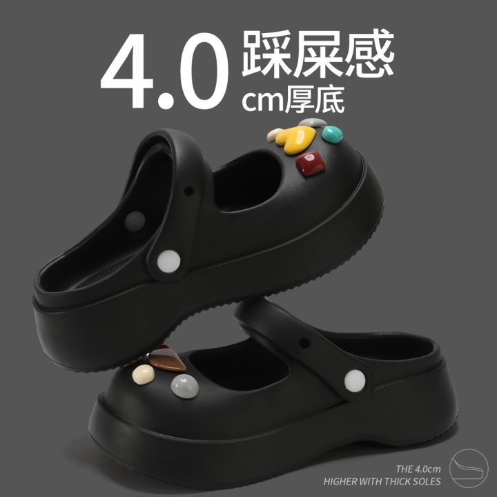 Cute%20accessory%20hole%20slippers,%20women%20wearing%20thick%20soled%20girl's%20heart%20cartoon%20wrapped%20cool%20slippers%20-%20Image%204