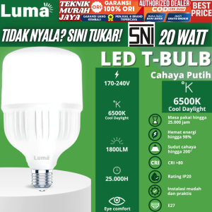 LUMA Lampu LED SNI Bohlam Kapsul 20 Watt Capsule TIPE T Bulb 6500K White Cool Daylight Putih