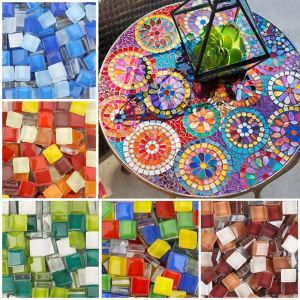 NOBLELUX 100/140PCS Glitter Coated Glitter Glass Mosaic Tiles Crystal Grain Square Shape Mosaic Craft Supplies  DIY Crafts Square Mosaic Tiles Home Decoration