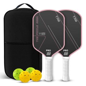 T700 Carbon Fiber Pickleball Paddle Set with 4 Balls and Bag Set Spin Control 2 Paddles