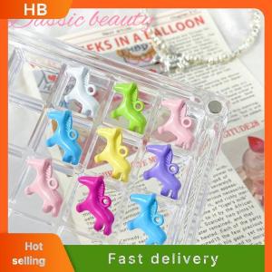 HB 5Pcs Macaron Color Pendants Horse Animal Pendant Charms Handmade Necklace Earrings Accessories Diy Jewelry Making Findings