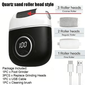 Portable Electric Heel Scrubber Electric Callus Remover Foot File LCD Display With 2 Roller Heads Rechargeable