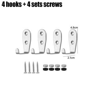 ตะขอหลุมคู่แขวนติดผนังสแตนเลสสตีลกุญแจถุงเสื้อโค้ทตะขอรูปตัวแอลขนาดเล็กพร้อมสกรูกระเป๋าแขวนเก็บของภายในบ้าน24ชุด