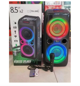 New PartyBox RGB  lighting outdoor Bluetooth speaker TTD-2809 DUEL 8 INCH Party Speaker Bluetooth Wireless with Microphone & Remote Control