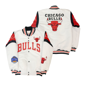 RUBBY Jaket Varsity Basket NBA Chicago Bulls Eastern White Series Full Bordir Pria Wanita Premium
