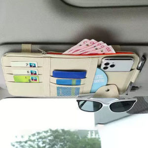 Car Sun Visor Multifunction PU Card Package Holder Glasses Storage Pen Car Car Organizer Sunglasses Holder Card Organizer Ticket Pocket Pen Holder Car Accessories
