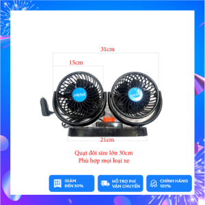 Quạt ô tô 2 đầu 12V  xoay 360 độ hàng đẹp chạy êmmét.bềnthuận tiệndễ lắp đặt