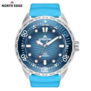 NORTH EDGE 316L Stainless Steel Case Solar Powered Diving Watch 180 Days Battery Life 46MM Screen Men Luxury Quartz Watch For Men 300M Waterproof Ceramic Bezel TRITON Men‘s Watch