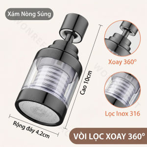 Vòi Lọc Nước Bồn Rửa Bát Tăng Áp 3 Chế Độ Xoay 360 Độ - Đầu Vòi Nước Nhà Bếp Lõi Lọc Inox 316 Cao Cấp Khử Clo Loại Bỏ Vi Khuẩn Chống Bắn Nước Tiết Kiệm Nước Phù Hợp Mọi Loại Vòi Nước Thiết Kế Trong Suốt Dễ Dàng Vệ Sinh Lắp Đặt Tiện Lợi Siêu Bền Bỉ