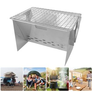 Alat Panggang Stainless Steel Anti Lengket / Pemanggang Mini Desain Portable / Alat Panggang BBQ / Alat Panggang Arang BBQ Portable Outdoor Grill Stove Foldable