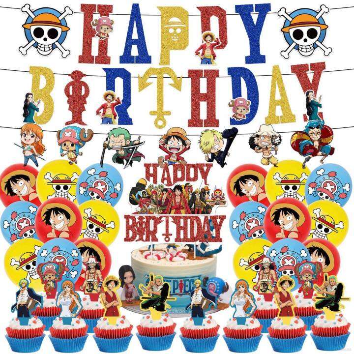 YT One Piece Monkey D Luffy theme kids birthday party decorations ...