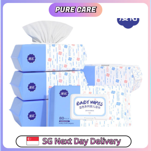 【Pure Care】 【5 Packs/ Box】ManHua Baby Wipes/80 Sheets/Thick/Soft/Safe for Sensitive Skin