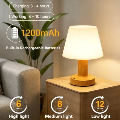 Mushroom Lamp Portable Wireless Touch Dimmable Rechargeable Table Lamp Bedroom Decoration Night Light for Living Room Outdoor Patio