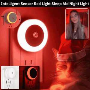 Intelligent Sensor Red Light Sleep Aid Night Light Over Night Bedside Lamp Light Control Sensor Light Red Night Light for Bedroom