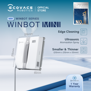 [2025 NEW] ECOVACS Winbot Mini Window Vacuum Cleaner | Compact Size | 7500PA | Anti-fall Protection | Spot Cleaning | [1 Year Warranty]
