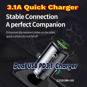 Qc3.1 Car Charger Fast Charging White Black Mini Shape Phone Charge
