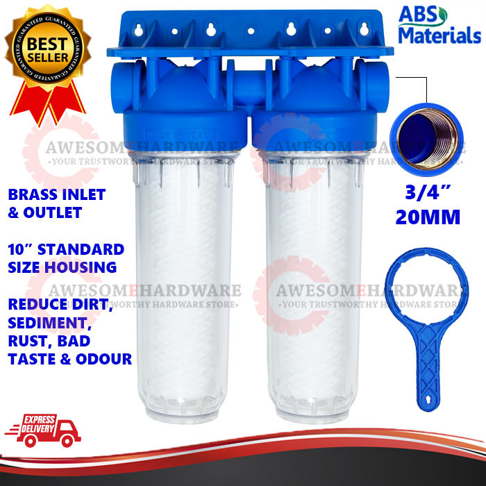 (ABS) WFHF10022 10 INCH DOUBLE CTO SLIM WATER FILTER TWO STAGE WATER