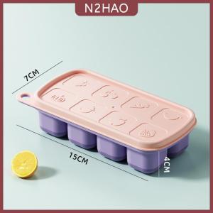 N2HAO 1 cái 8 di động cấp thực phẩm Silicone khuôn Ice lưới với nắp Ice trường hợp khay làm khuôn Băng lưu trữ hộp tái sử dụng Diy Nhà Bếp Tiện Ích