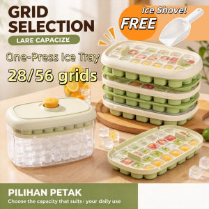 Ice Cube Tray 28/56 Grids One-Button Push Off Ice Cube Mold Quick Freezer Storage Box Tray With Ice Shovel DIY Ice Box Tray Food Grade Ice Silicone One Press Ice Cube Mould