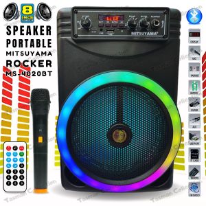 Speaker Portable Bonus Mic Wireless Fitur Komplit [ Bluetooth / Karaoke / Remot / USB / TF / Radio FM / AUX-IN 3.5MM / TWS / 8 Inch ] Mitsuyama MS-4020BT Rocker Series - TC