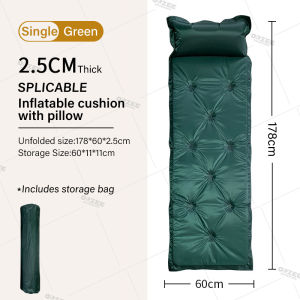 QuickSet Portable Inflatable Camping Mat with Pillow - Non-Slip Lightweight Air Mattress for Outdoor Hiking & Festivals