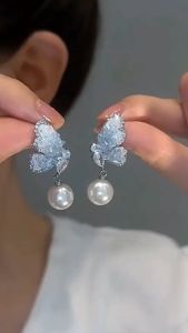 Anting Rama-Rama Mutiara🦋 Butterfly Pearl Stud Earrings Elegant Fashion Jewelry Women Accessories