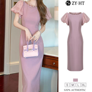 ZYHT EraVogue เดรสผู้หญิง เดรสสีเทา เดรสแขนพอง เดรสลูกไม้ เดรสทำงาน เดรสไฮโซ เดรสวินเทจ เดรสออกงาน เดรสปาร์ตี้ ชุดราตรี 21224