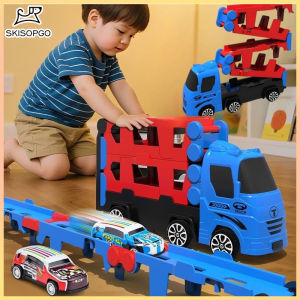 SKISOPGO 4Layers Folding Deformation Truck Toy with Cars Trailer Truck Toy Kids Gifts Kereta Mainan