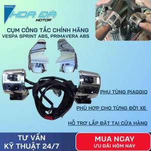Cụm Công Tắc Vespa Sprint ABS/Primavera ABS Chính Hãng Piaggio  Bộ Công Tắc Tay Lái Hoàn Chỉnh (Công Tắc + Dây + Ốp)