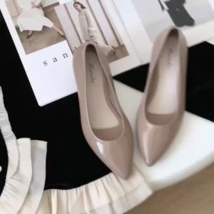 Marche Womens Office Shoes Pointed Toe Jelly Rubber With Small Heels Simple Comfort Shoes For Women