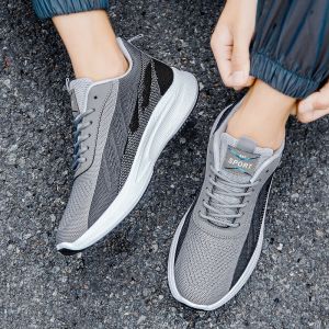 New Men Breathable Mesh Running Shoes Lightweight Non-Slip Sneakers in Black/Gray