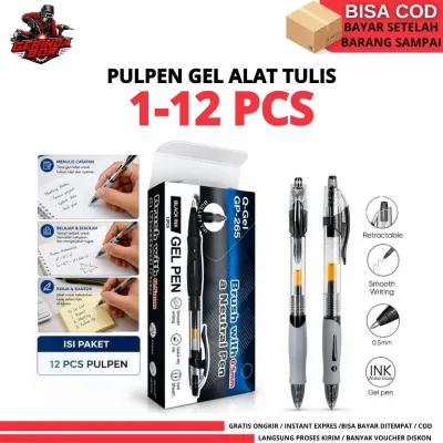 (BISA COD) 12 pcs Pena Tanda Tangan Ujian Pena Gel Pulpen Gel Pena Khusus Siswa Tinta Hitam Biru Merah Siswa 0.5Mm Sederhana