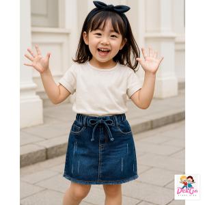 Rok jeans pendek anak rawis bawahan rok anak perempuan 9bulan-10tahun
