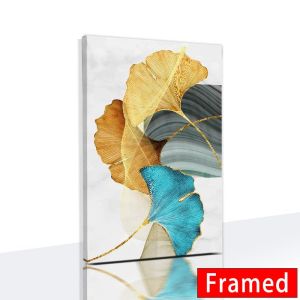 ASTRDECOR (With Frame)Nordic Style Green Leaf Posters and Prints Tropical Leaves Wall Art Plant Canvas Painting for Living Room wall decoration frame