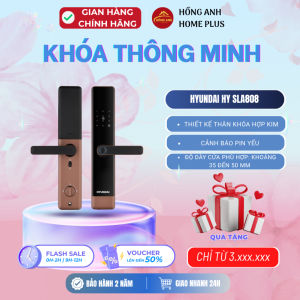 Khóa cửa vân tay thông minh Hyundai HY SLA808 app wifi sạc type C bảo mật cao cấp cho cửa gỗ