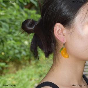 [COD] Man YingLie 1Pair Fashion Cute Imitation Orange Earrings Creative Funny Fruit Studs Earring For Girls Summer All-match Ear Jewelry Gift