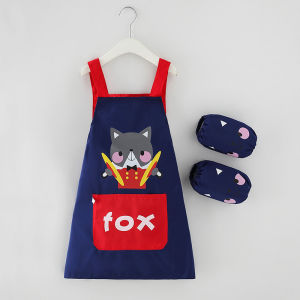 Aoduoyaya Adjustable Waterproof Children Apron Cartoon Animal Design Kids Art Painting Cooking Bib Apron