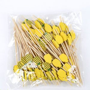 100Pcs Disposable Burger Fixed Stick Bamboo Pick Stick Cute Fruit Stick Fork Cocktail Skewer