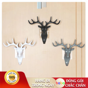 Móc treo tự dính sừng Hươu trang trí tường treo chìa khóa túi sách babo (TD18).