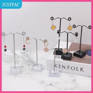 JCSYFAC Kim loại đồ trang sức hiển thị đứng màu đen rõ ràng Acrylic Stud Bông tai chủ móc áo truy cập trường hợp đồ trang sức Organizer bouches trang trí