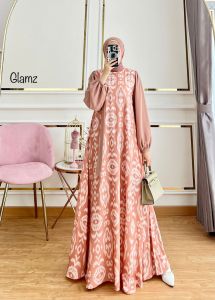 Zahira1808 Elma 1 Gamis Bahan Karina Print Mix Ceruty Baby Doll Import Gamis Murah Trendi Baju Syari Muslim Wanita Ibu Terlaris Baju Pesta Adem Nyaman Di Pakai Real pict