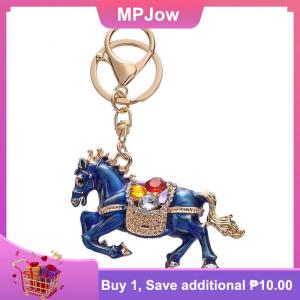 【MPJow】 Fashion Rhinestone Horse Keychain Stylish Zodiac Pony Pendant Decoration Keyring Women Men Bag Charm Hanging Lucky New Year Gift
