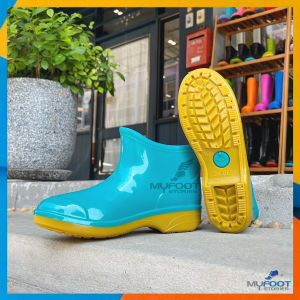 💥🥾รองเท้าบูทกันน้ำ บูทพื้นยางดิบ สูง 5-6นิ้ว🥾💥รุ่น 8100 พื้นยางดิบ รองเท้าบูทยาง รองเท้าบูทสั้น บูทข้อสั้น 2 สี - MFS