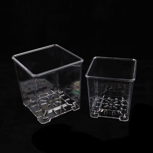 Fantic Square Transparent Acrylic Flower Pots Breathable Bonsai Plant Pot Desktop Decoration For Garden Yard Living Room Balcony