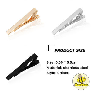 MaxPlus Stainless Steel Chic Necktie Tie Bar Clasp Clip Formal Occasion Tie Accessories Silver Gold Black