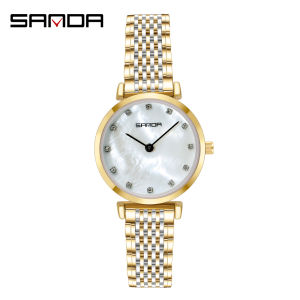 SANDA Fashion Casual Simple Waterproof Rose Gold Steel Trend Womens Watch Luxury Brand Quartz Watch