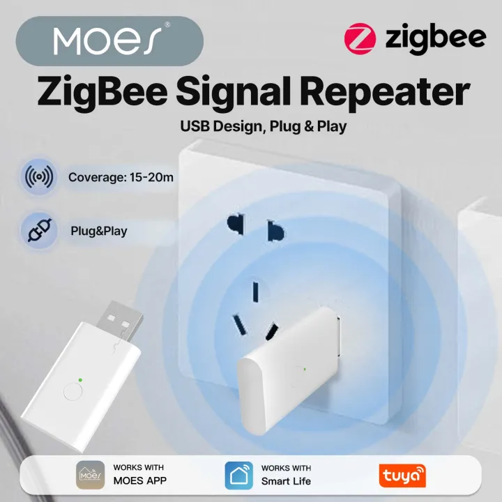 (New product)MOES Tuya ZigBee3.0 Signal Repeater Amplifier USB Port Range Extender Smart Home Device Expand Wireless Work With ZigBee Gateway